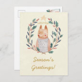 Carte postale de renard de guirlande de houx de (Devant / Derrière)