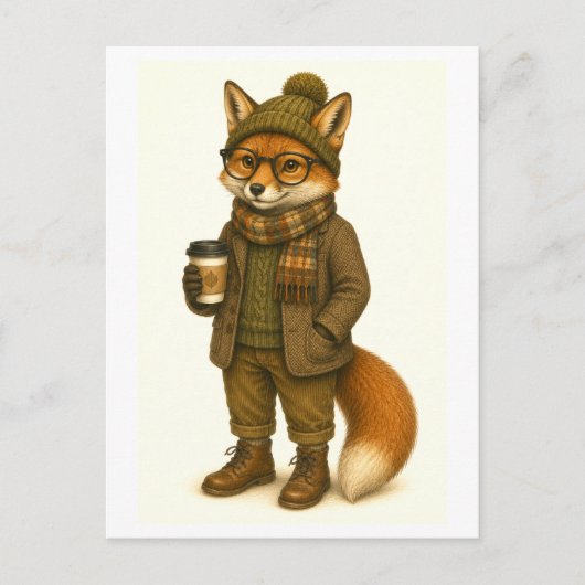 Carte postale de renard hipster (Devant)