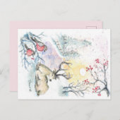 Carte postale de rennes de neige (Devant / Derrière)