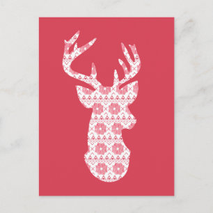 Carte postale de rennes de Noël Knit d'hiver