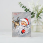 Carte postale de rennes de Père Noël rétro (Debout devant)