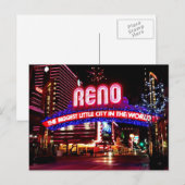 Carte postale de Reno, Nevada la nuit (Devant / Derrière)