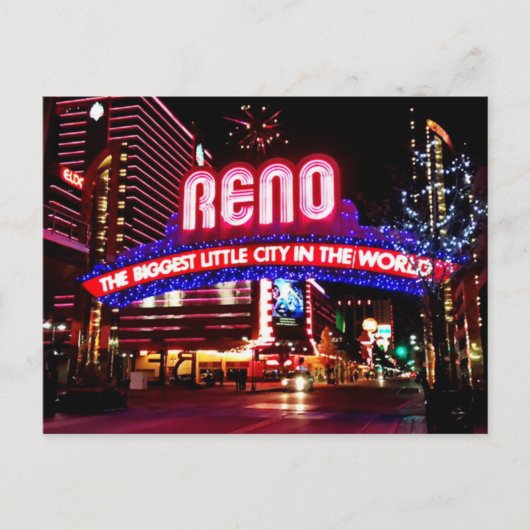 Carte postale de Reno, Nevada la nuit (Devant)