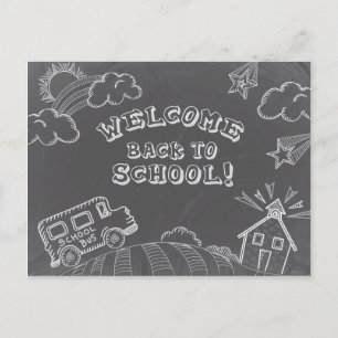 Carte postale de rentrée scolaire sur tableau noir