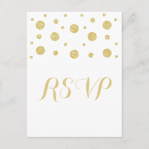 Carte postale de réponse Confetti Gold Parties sci