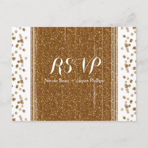 Carte postale de réponse de mariage à paillettes f