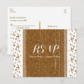 Carte postale de réponse de mariage à paillettes f (Devant / Derrière)