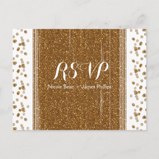 Carte postale de réponse de mariage à paillettes f (Devant)