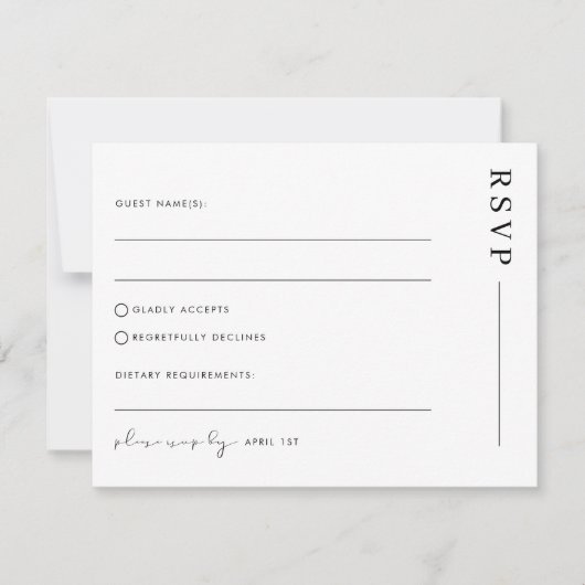 Carte postale de réponse de mariage minimal simple (Devant)