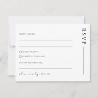 Carte postale de réponse de mariage minimal simple