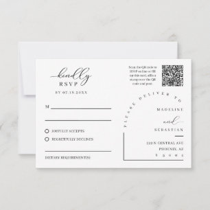 Carte postale de réponse de mariage Viva Magenta B