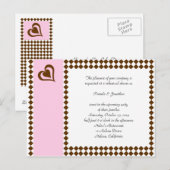 Carte postale de réponse d'invitation rose Brown (Devant / Derrière)