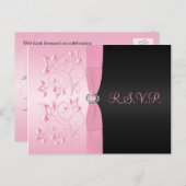 Carte postale de réponse florale rose et noire R.S (Devant / Derrière)