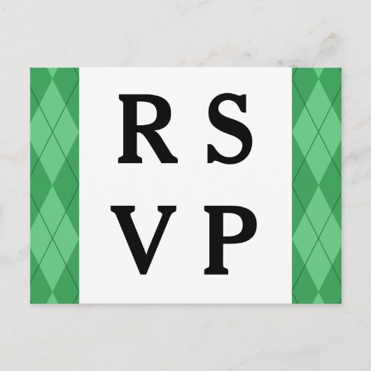 Carte postale de réponse Mariage Jacquard vert (Devant)