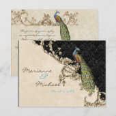 Carte postale de réponse RSVP Peacock & Etchs vint (Devant / Derrière)