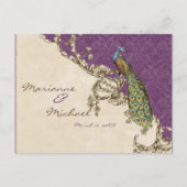 Carte postale de réponse RSVP Peacock & Etchs vint (Devant)