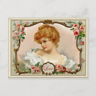 Carte postale de reproduction vintage de dame char