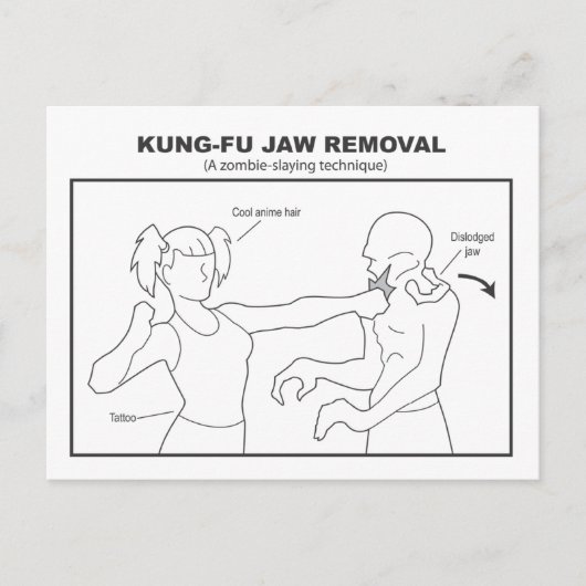 Carte postale de retrait de la mâchoire Kung-Fu (Devant)