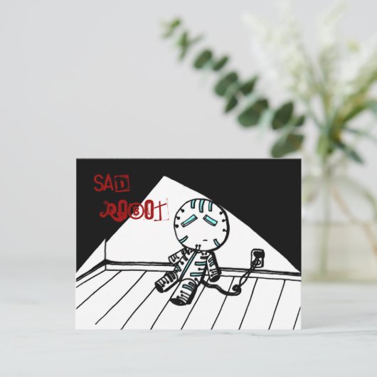 Carte postale de robot triste (Debout devant)
