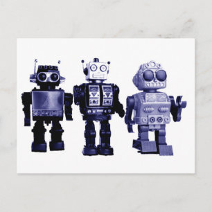 carte postale de robots bleus