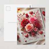 Carte postale de rose de la Saint-Valentin (Devant / Derrière)