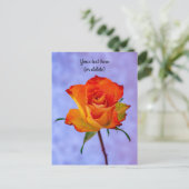 Carte postale de rose orange et jaune unique (Debout devant)