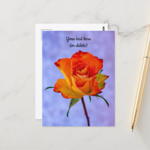 Carte postale de rose orange et jaune unique