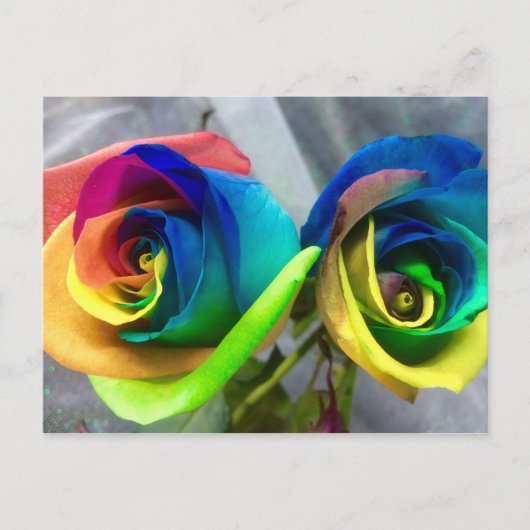 Carte postale de roses d'arc-en-ciel (Devant)