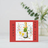 Carte postale de rouge de confettis de champagne (Debout devant)