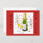 Carte postale de rouge de confettis de champagne (Devant / Derrière)