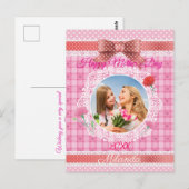 Carte postale de ruban de dentelle Joyeuse fête de (Devant / Derrière)