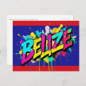 Carte postale de salutation avec drapeau du Belize (Devant / Derrière)