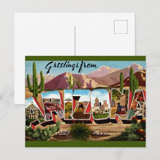 Carte postale de salutation d'Arizona (Devant / Derrière)