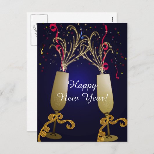 Carte postale de salutation de bonne année (Devant / Derrière)