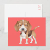 Carte postale de salutation de chiot Beagle (Devant / Derrière)