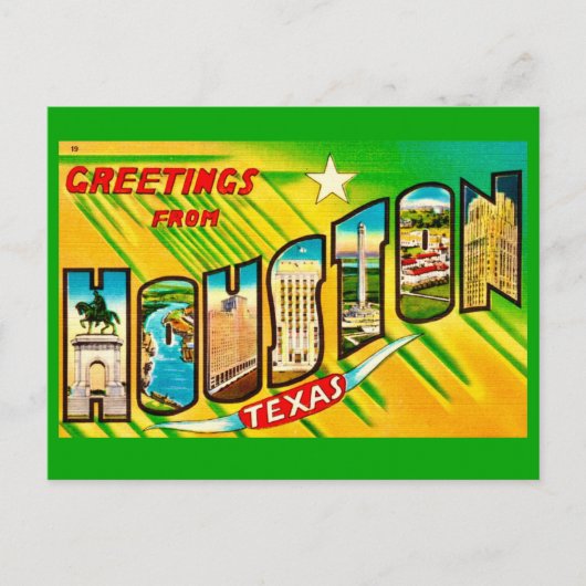 Carte postale de salutation de Houston Texas (Devant)