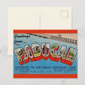 Carte postale de salutation de Paducah KY (Devant / Derrière)