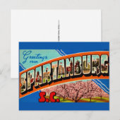 Carte postale de salutation de Spartanburg SC (Devant / Derrière)