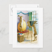 Carte postale de salutation du portrait de lapin (Devant / Derrière)