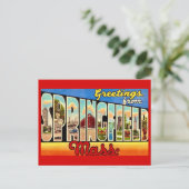 Carte postale de salutation rétro Springfield MA (Debout devant)