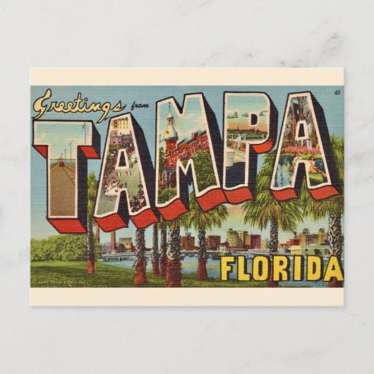 Carte postale de salutation rétro Tampa Floride (Devant)