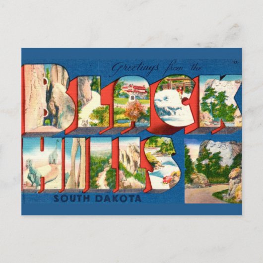 Carte postale de salutation vintage Black Hills SD (Devant)