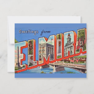 Carte postale de salutation vintage Elmira New Yor