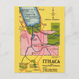 Carte postale de salutation vintage Ithica New Yor