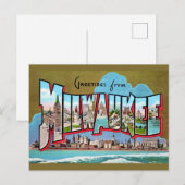 Carte postale de salutation vintage Milwaukee (Devant / Derrière)