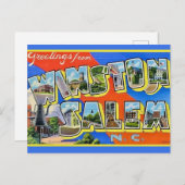 Carte postale de salutations colorée Wiston Salem (Devant / Derrière)