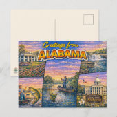 Carte postale de salutations d'Alabama (Devant / Derrière)