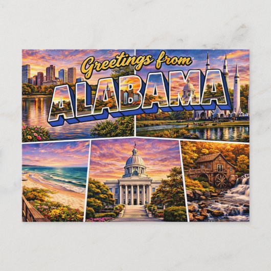 Carte postale de salutations d'Alabama (Devant)