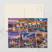 Carte postale de salutations d'Alaska (Devant / Derrière)