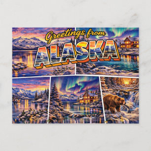 Carte postale de salutations d'Alaska